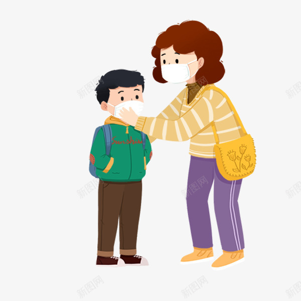 卡通手绘冬季预防感冒的人psd免抠素材_新图网 https://ixintu.com 儿童感冒 卡通手绘冬季预防感冒的人 感冒的人 戴口罩的人 流感病毒卡通 预防感冒