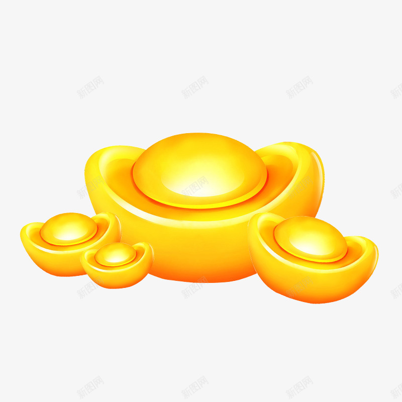 春节财富金色元宝psd免抠素材_新图网 https://ixintu.com 光泽 圆润 投资 新年 春节 理财 装饰 财富 质感 黄金