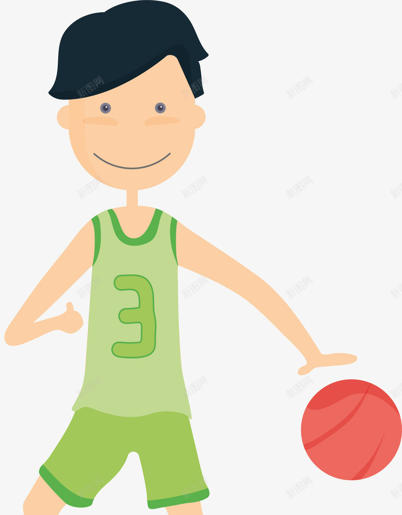 卡通打篮球运动员png免抠素材_新图网 https://ixintu.com 体育运动 卡通男孩 打篮球男孩 球服 男生 篮球插画 运动男孩