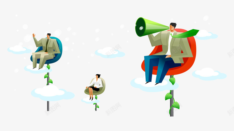 卡通手绘商务人士坐椅子喇叭png免抠素材_新图网 https://ixintu.com 卡通的商务人士 商务人士坐椅子 喇叭 手绘的椅子 矢量的人物