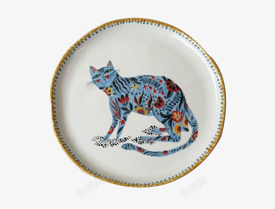 手绘小猫盘子png免抠素材_新图网 https://ixintu.com 小猫 工艺品 手绘 盘子