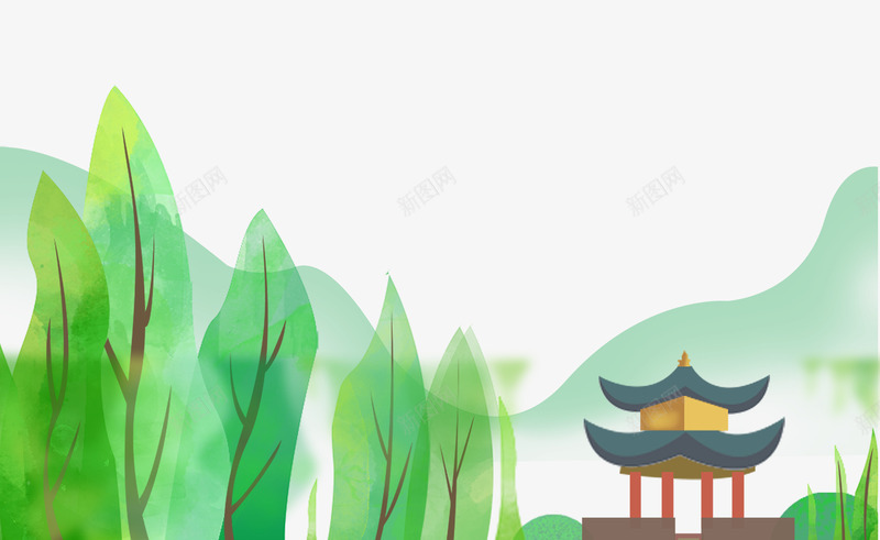 卡通手绘春天旅行psd免抠素材_新图网 https://ixintu.com 凉亭 春夏秋冬 春夏秋冬卡通 春天旅行 春色满园 树木 醉美春天