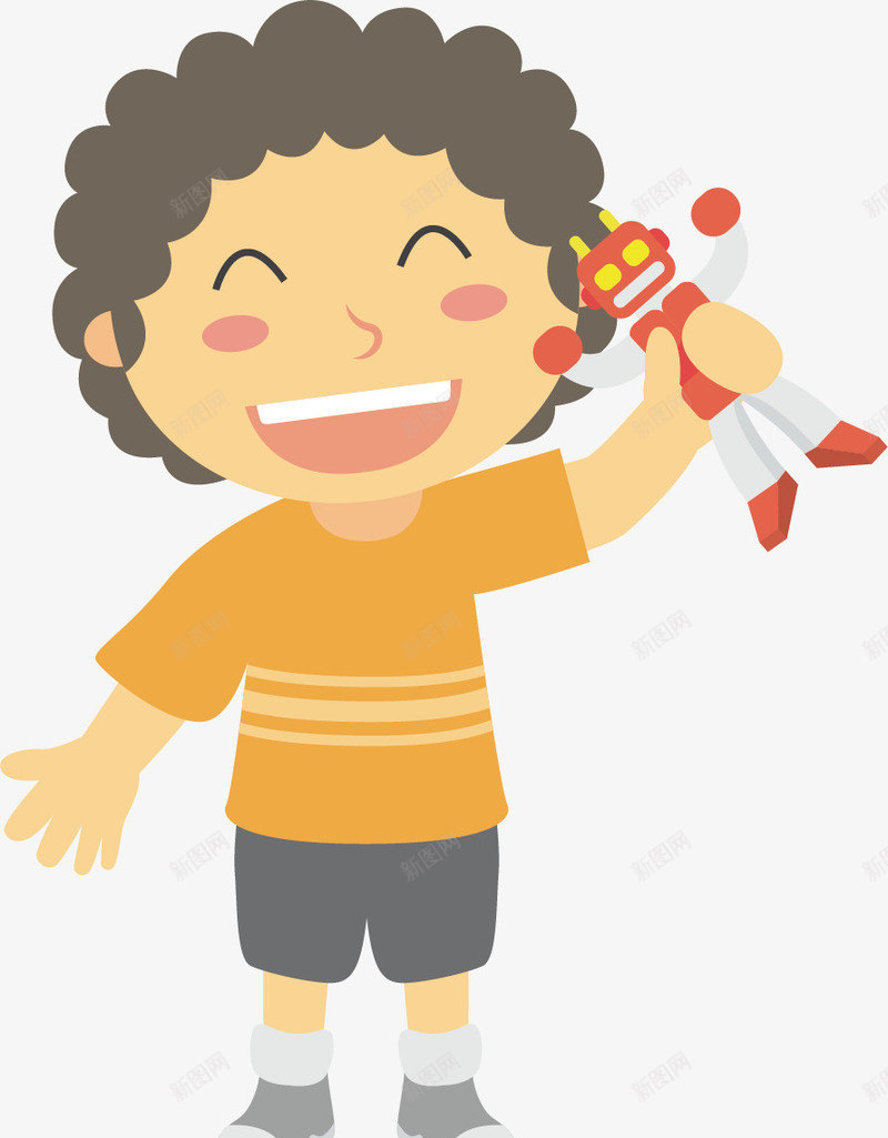 手拿玩具的男孩矢量图ai免抠素材_新图网 https://ixintu.com 卡通手绘 微笑 模型 水彩 玩具 男孩 高兴 矢量图