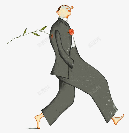 卡通西装男人png免抠素材_新图网 https://ixintu.com 示爱 西装 赤脚 走路