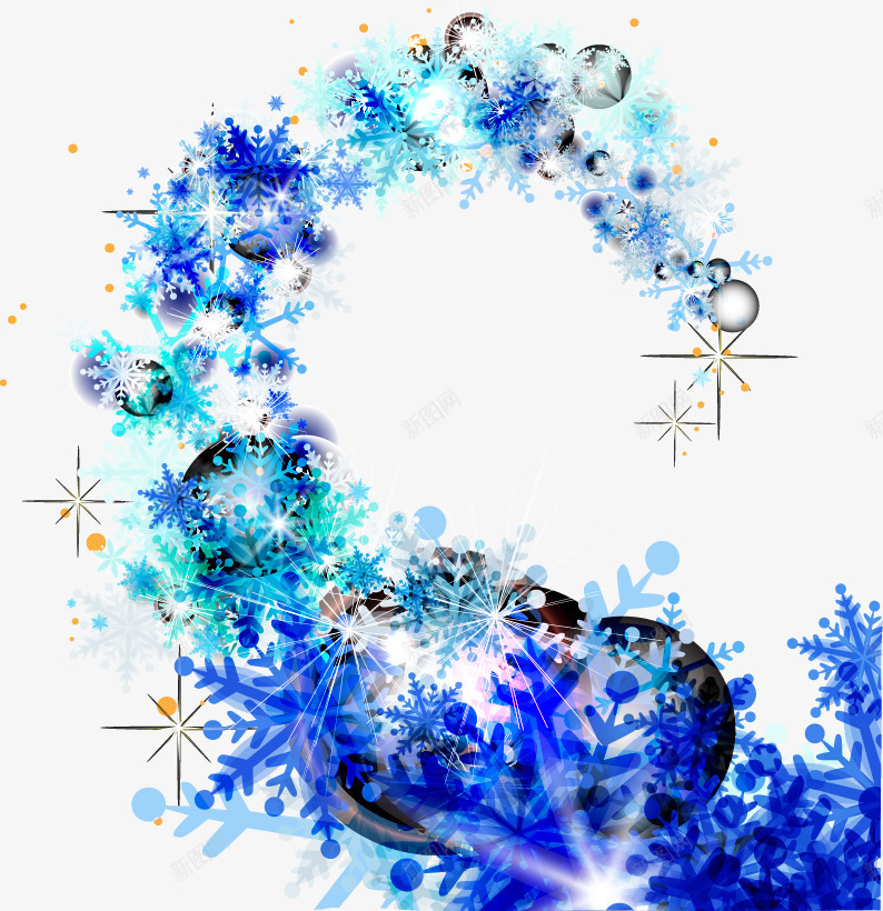 时尚潮流动感装饰元素png免抠素材_新图网 https://ixintu.com 蓝色 蓝色雪花 装饰元素