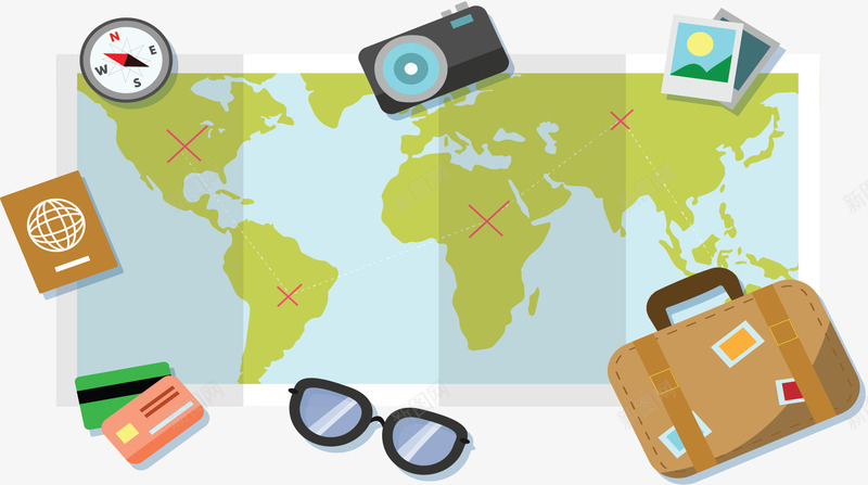 毕业旅游路线地图矢量图ai免抠素材_新图网 https://ixintu.com 旅游 旅游地图 旅游装备 旅游路线 毕业旅游 矢量png 矢量图