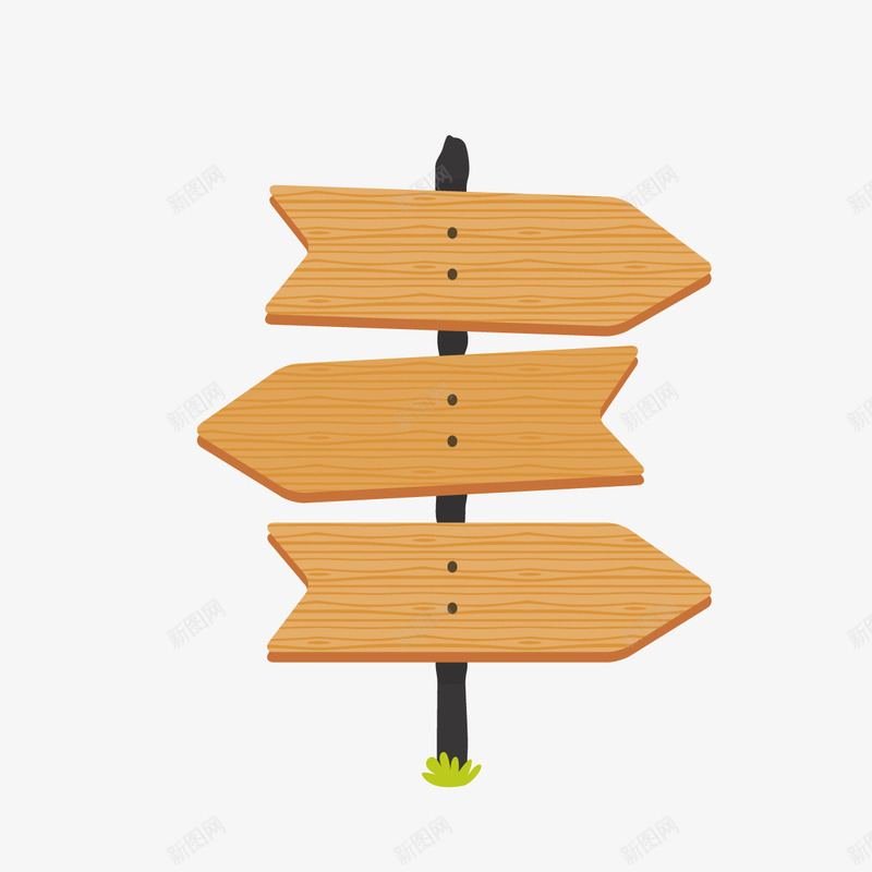 箭头路牌png免抠素材_新图网 https://ixintu.com 卡通路牌 指示 木质 路桩