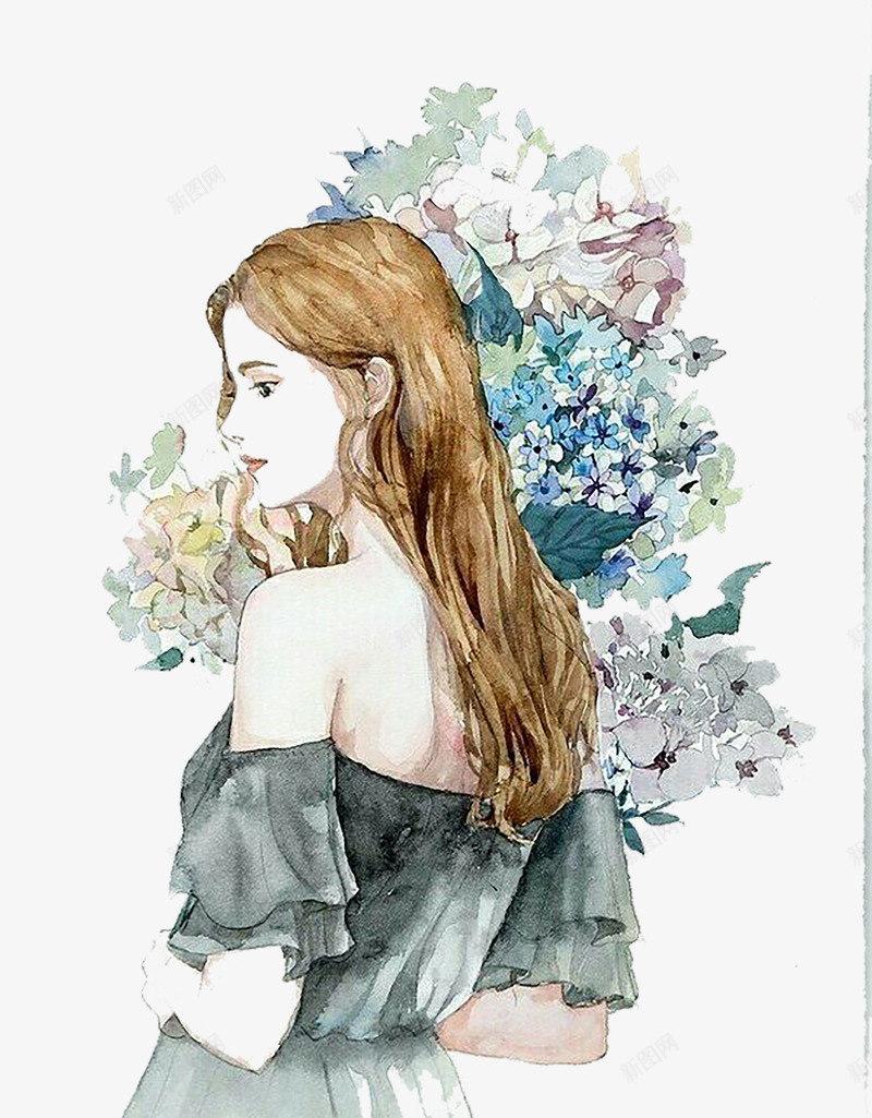 卡通手绘水彩女孩png免抠素材_新图网 https://ixintu.com 创意 动漫动画 卡通手绘 水彩女孩 美丽的女孩 花朵