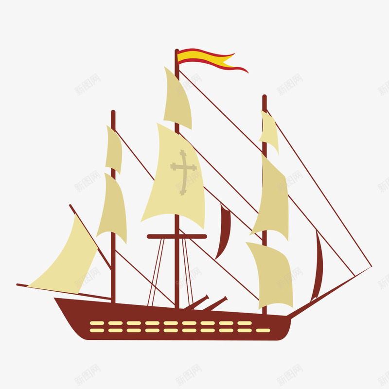 航海大帆船png免抠素材_新图网 https://ixintu.com 帆船 海上航行 海盗船 矢量帆船 航海