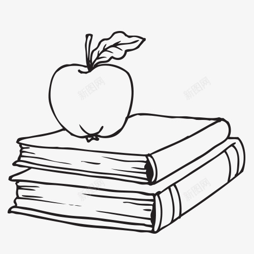 学习课桌学习课本书png免抠素材_新图网 https://ixintu.com 书包 学习 学习素材 笔 线条画效果 课本 课桌