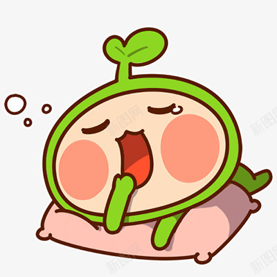 瞌睡绿色小草卡通png免抠素材_新图网 https://ixintu.com 卡通 瞌睡 绿色