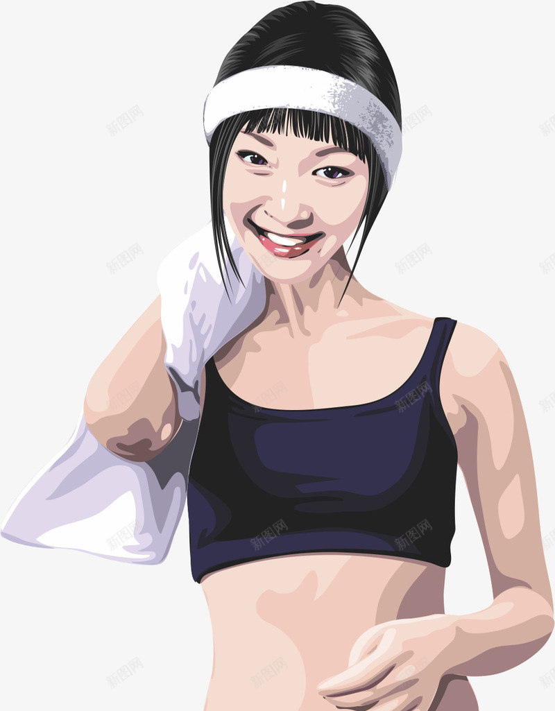 田径运动员矢量图ai免抠素材_新图网 https://ixintu.com 女生 田径运动 田径运动员 白色毛巾 运动 黑色背心 矢量图