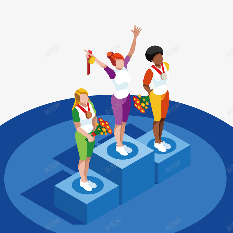 颁奖仪式矢量图ai免抠素材_新图网 https://ixintu.com 人物 冬奥会 冬奥会运动项目图片 奖牌 矢量图 运动 颁奖
