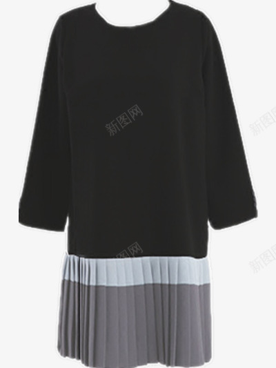长款毛衣连衣裙png免抠素材_新图网 https://ixintu.com 圆领 女士毛衣 拼接色 长袖