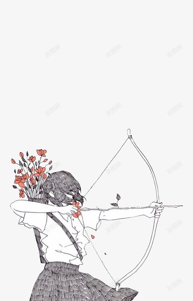 女生射箭png免抠素材_新图网 https://ixintu.com 卡通 女生 射箭 简笔画