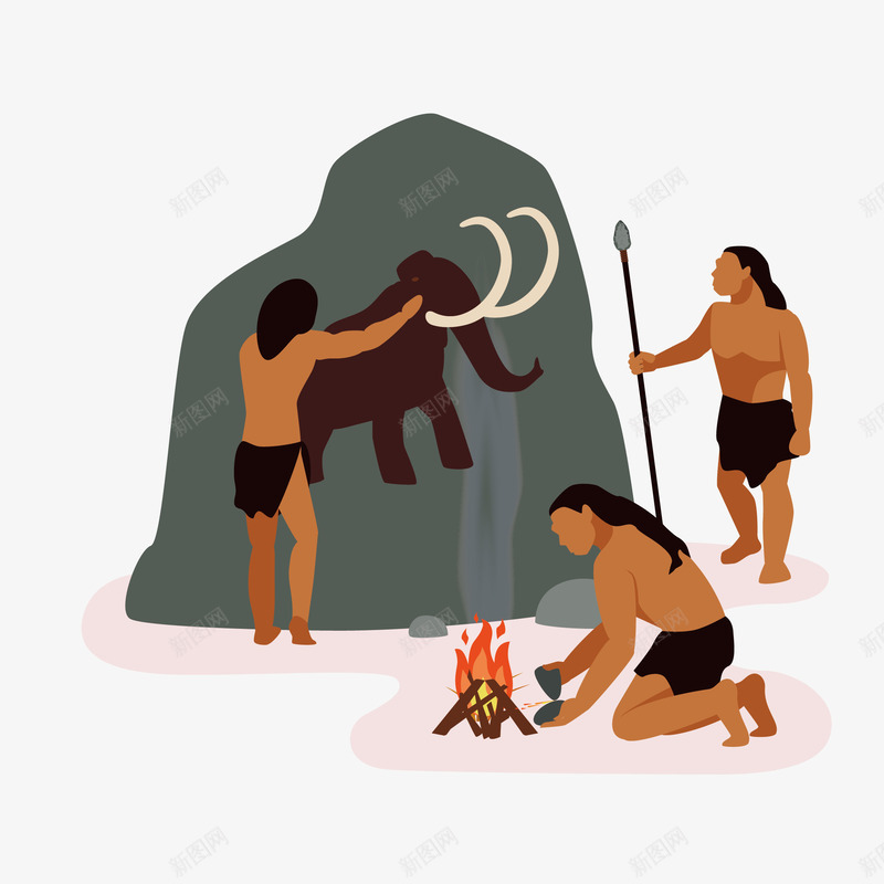 卡通版手绘的野人png免抠素材_新图网 https://ixintu.com 免抠图 插画 效果图 男人 装饰图 装饰画 野人