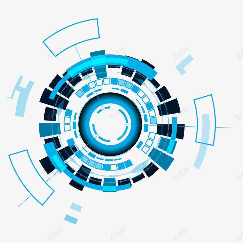 蓝色科技圆环光芒元素矢量图ai免抠素材_新图网 https://ixintu.com 创意 圆环 旋转 环绕 科技 纹理 蓝色 矢量图