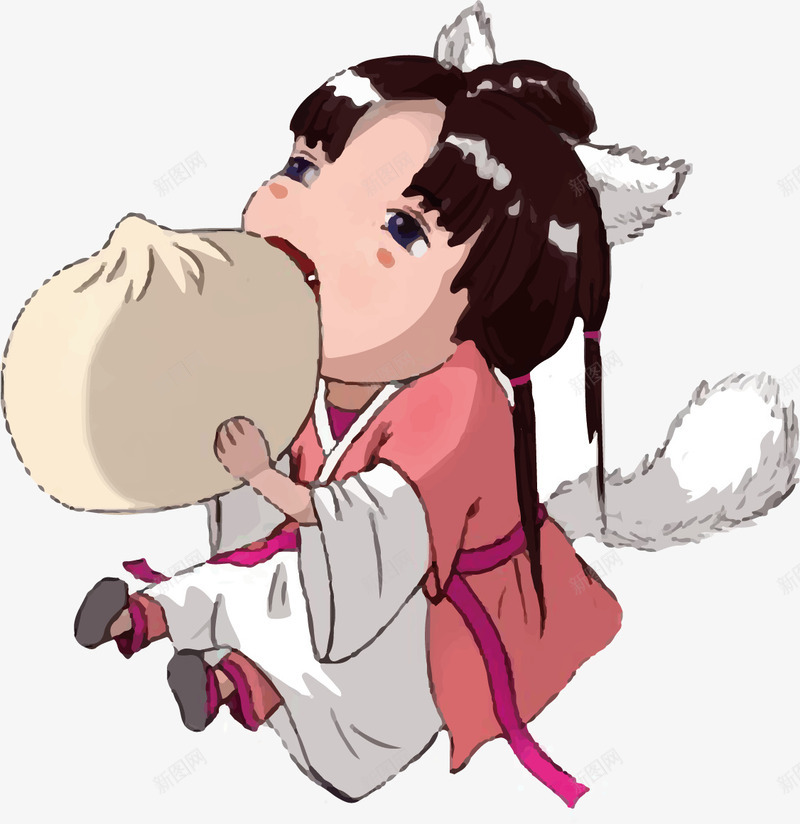 嫦娥吃包子矢量图eps免抠素材_新图网 https://ixintu.com 仙女 包子 包子女孩 吃包子 嫦娥 嫦娥吃包子 幸福快乐 狗不理包子 矢量图
