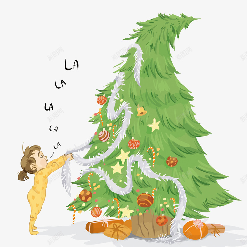 小孩和圣诞树png免抠素材_新图网 https://ixintu.com PNG PNG免费下载 PNG图片 卡通 圣诞节 小孩 装饰