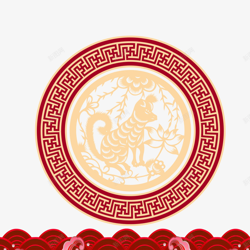 狗年标签png免抠素材_新图网 https://ixintu.com 圆弧 圆形 大吉 平面 标签 狗年 祥云 设计