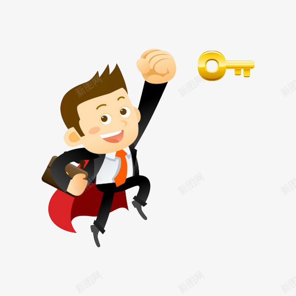 卡通跳跃的商务男人图png免抠素材_新图网 https://ixintu.com 卡通 商务 帅气的 男人 西装 跳跃的 金钥匙