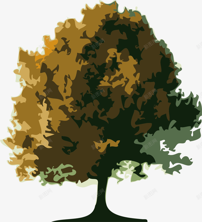 秋季卡通树木png免抠素材_新图网 https://ixintu.com 卡通树木 大树 大榕树 树 树木 榕树 粗树