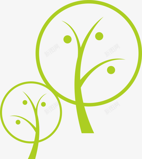 抽象树木png免抠素材_新图网 https://ixintu.com AI 卡通 大树 底纹 手绘 抽象 树木 线条 绿色