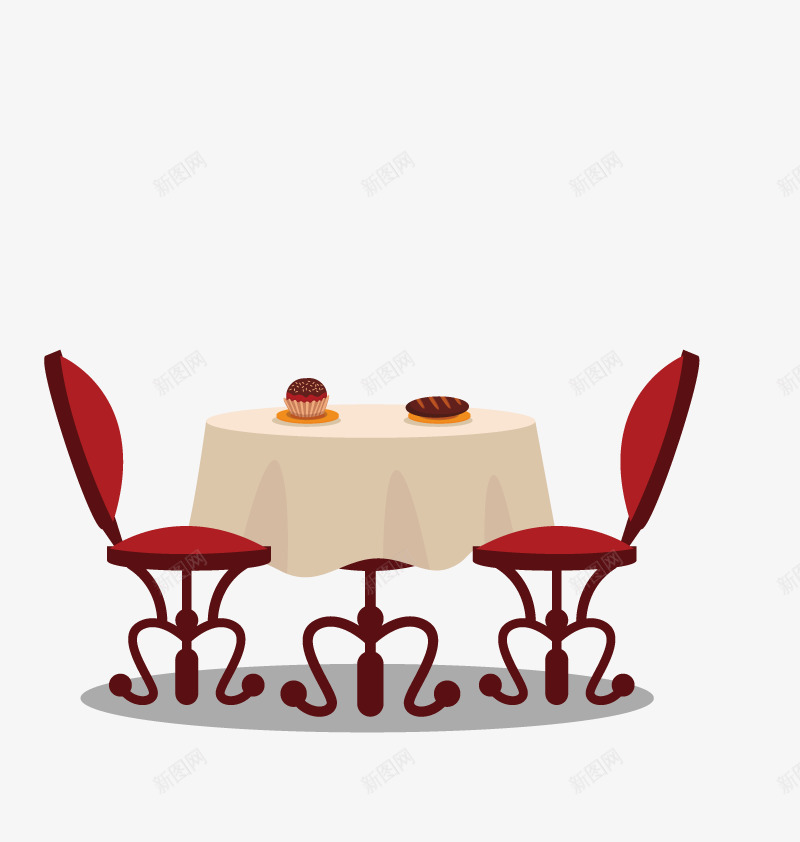 下午茶矢量图ai免抠素材_新图网 https://ixintu.com 桌子 椅子 食物 餐桌 矢量图