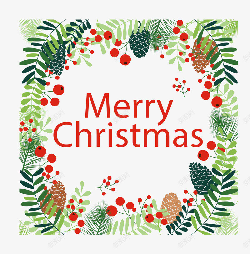 松叶松果圣诞边框png免抠素材_新图网 https://ixintu.com merryChristmas 圣诞节 圣诞边框 松叶边框 松果边框 矢量png