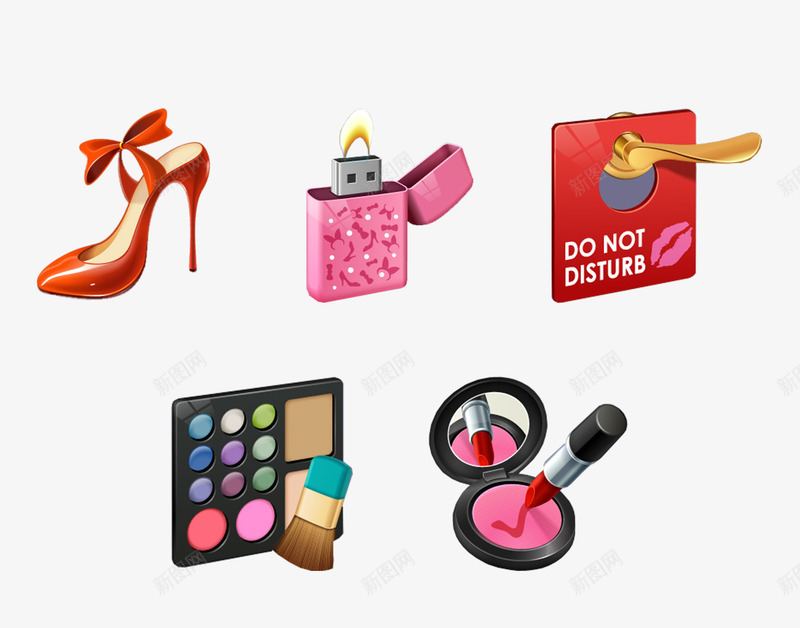 女士化妆用品png免抠素材_新图网 https://ixintu.com 化妆品 卡通 手绘 红色