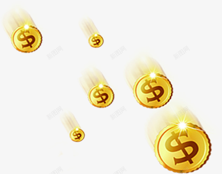 黄色卡通飘浮金币png免抠素材_新图网 https://ixintu.com 卡通 设计 金币 飘浮 黄色