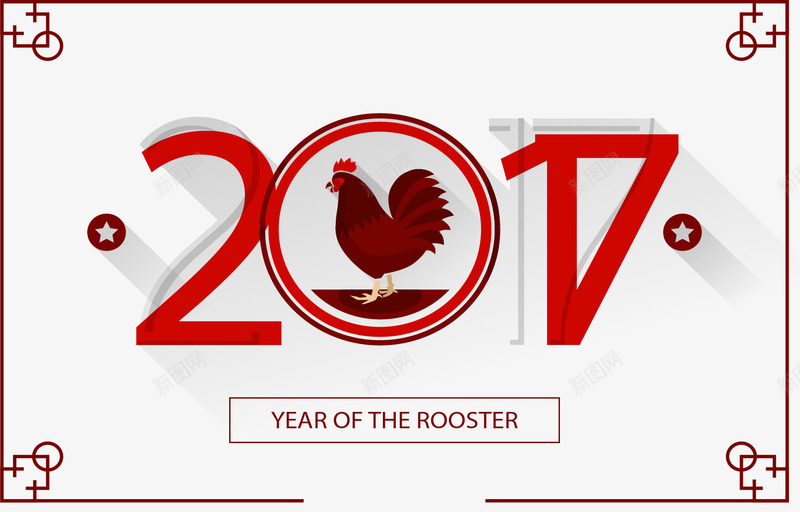 红色2017除夕海报矢量图eps免抠素材_新图网 https://ixintu.com 2017 公鸡 古风边框 矢量素材 红色 除夕 矢量图