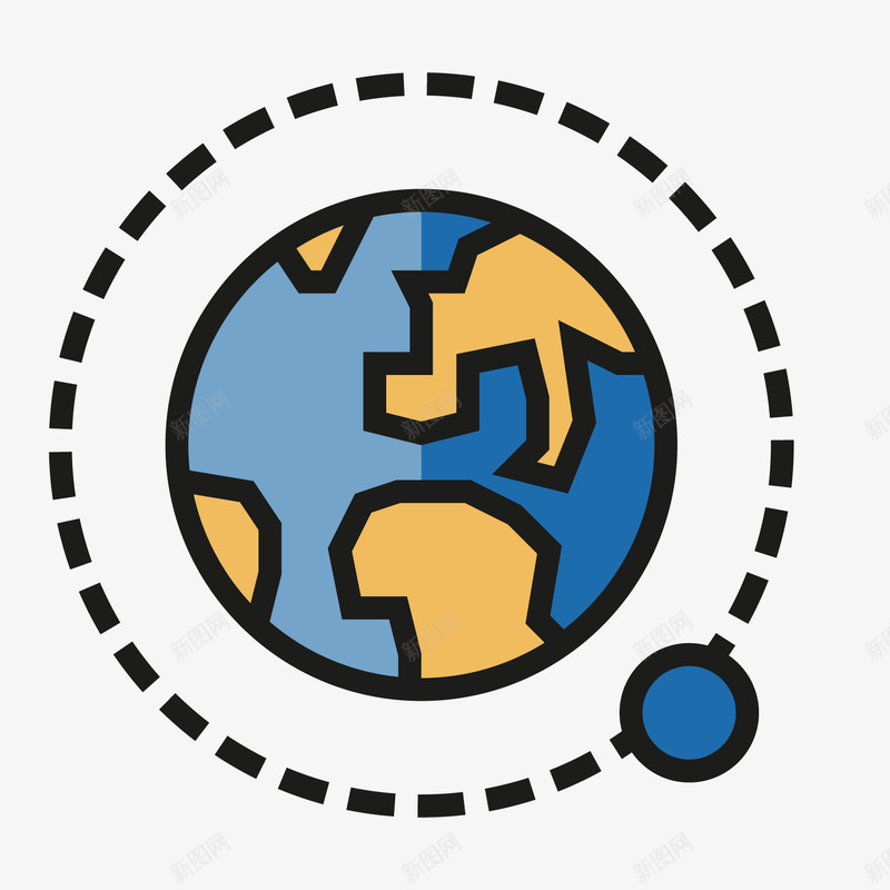 月球围绕地球路线图标png_新图网 https://ixintu.com icon 单色 可爱 商务 图标 圆润 多色 宇宙 扁平 手绘 方正 星环 星球 机器人 科技 立体 简约 精美 线性