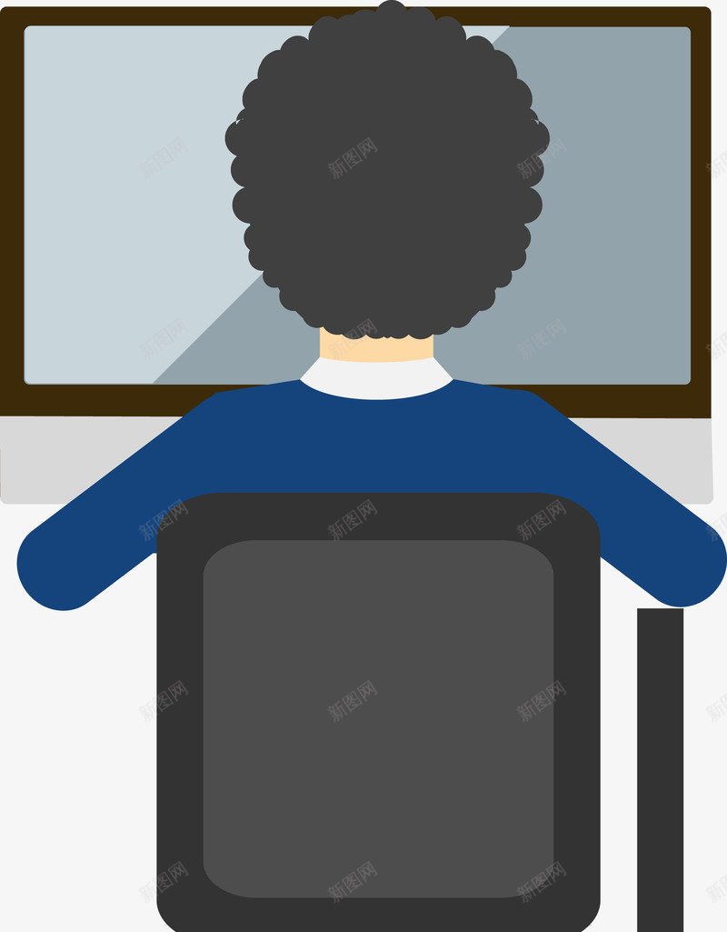 认真工作的男人png免抠素材_新图网 https://ixintu.com 公司职员 卡通人物 卡通男人 卡通职员 坐在电脑前 工作 电脑 白领人物 职员