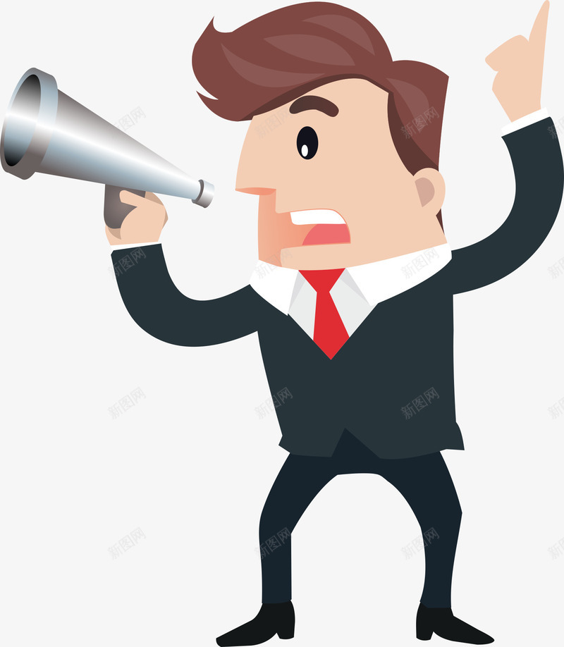 用喇叭讲话商务男人png免抠素材_新图网 https://ixintu.com 卡通人物 卡通男人 商务男人 喇叭 矢量男人
