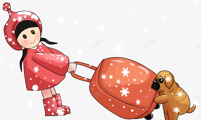 回家过年卡通插画psd免抠素材_新图网 https://ixintu.com 卡通手绘 回家 回家过年 插画 春节 春运 狗年 装饰图案