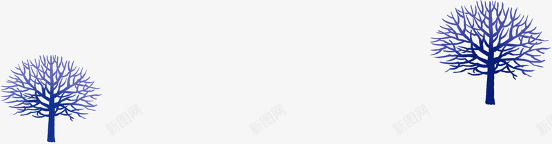 手绘蓝色冬季小树png免抠素材_新图网 https://ixintu.com 冬季 小树 蓝色