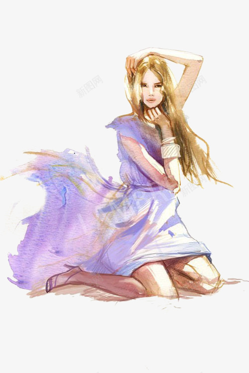 水彩创意人像手绘png免抠素材_新图网 https://ixintu.com 女装模特插画 手绘水彩人物 水彩人物插画