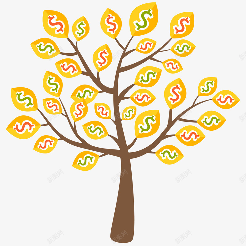 卡通摇钱树图png免抠素材_新图网 https://ixintu.com 摇钱树 新年 春节 节日装饰 金币树 金钱符号 钱币