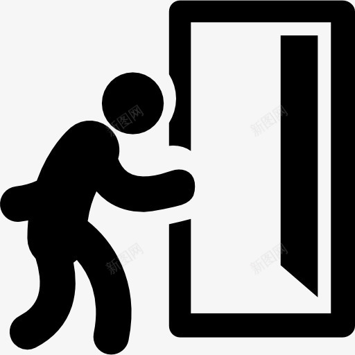 男人打开出口门图标png_新图网 https://ixintu.com 人 人退出 开了 日常工作 步行 门