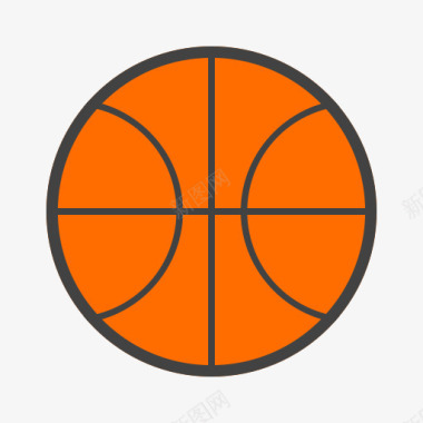 球篮球埋葬的箍橙色运动球图标图标