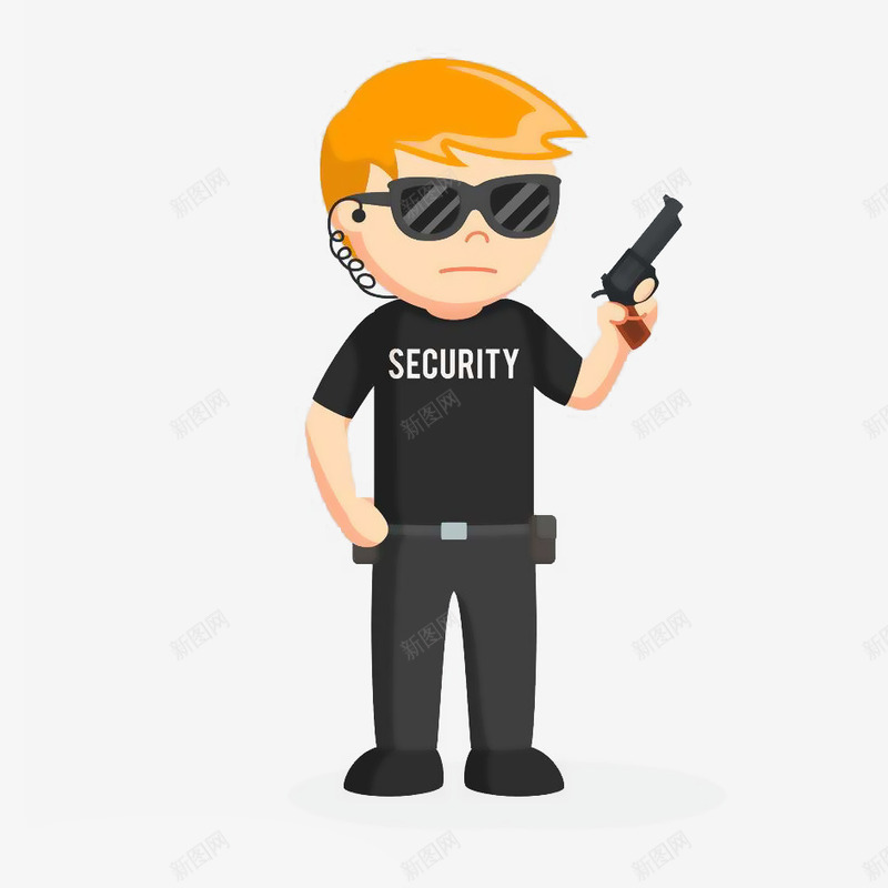 卡通酷帅拿手枪叉腰的保安png免抠素材_新图网 https://ixintu.com 保安 保安卡通 保镖 卡通 叉腰 墨镜 安保 手枪 插画 男人