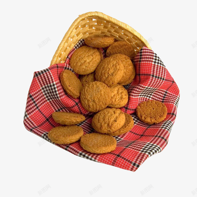 篮子里的饼干png免抠素材_新图网 https://ixintu.com 布条 木质 烘焙 篮子 饼干