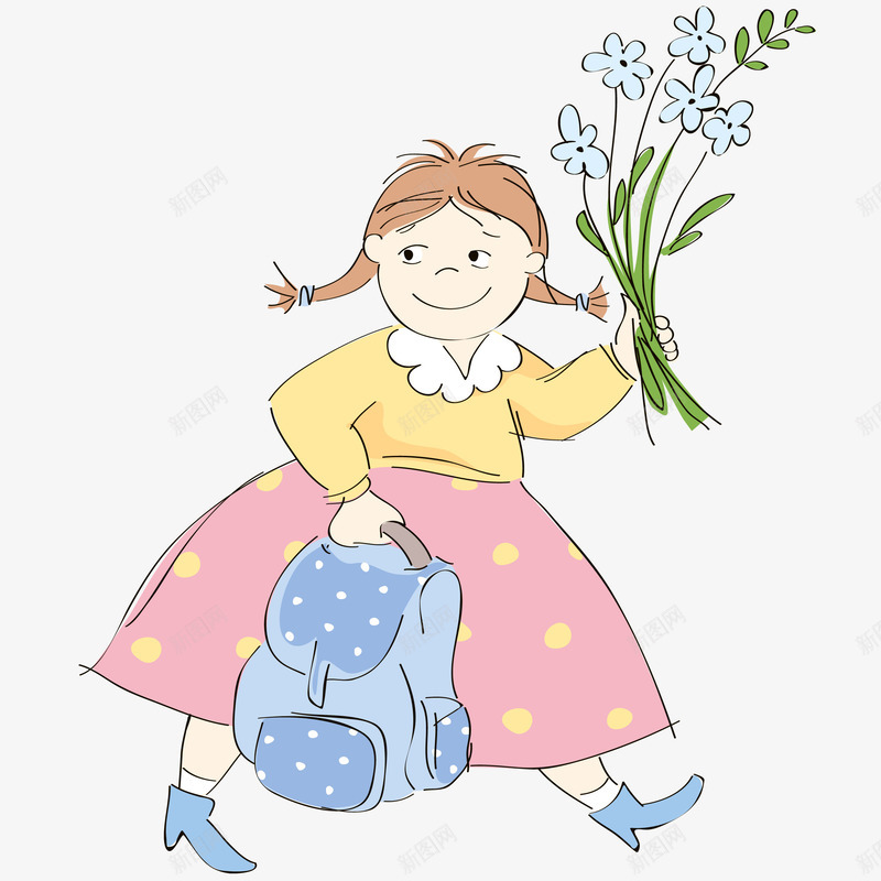 蓝色高跟鞋女孩png免抠素材_新图网 https://ixintu.com 一双 卡通 女生 小花 手绘 简图 蓝色的 高跟鞋