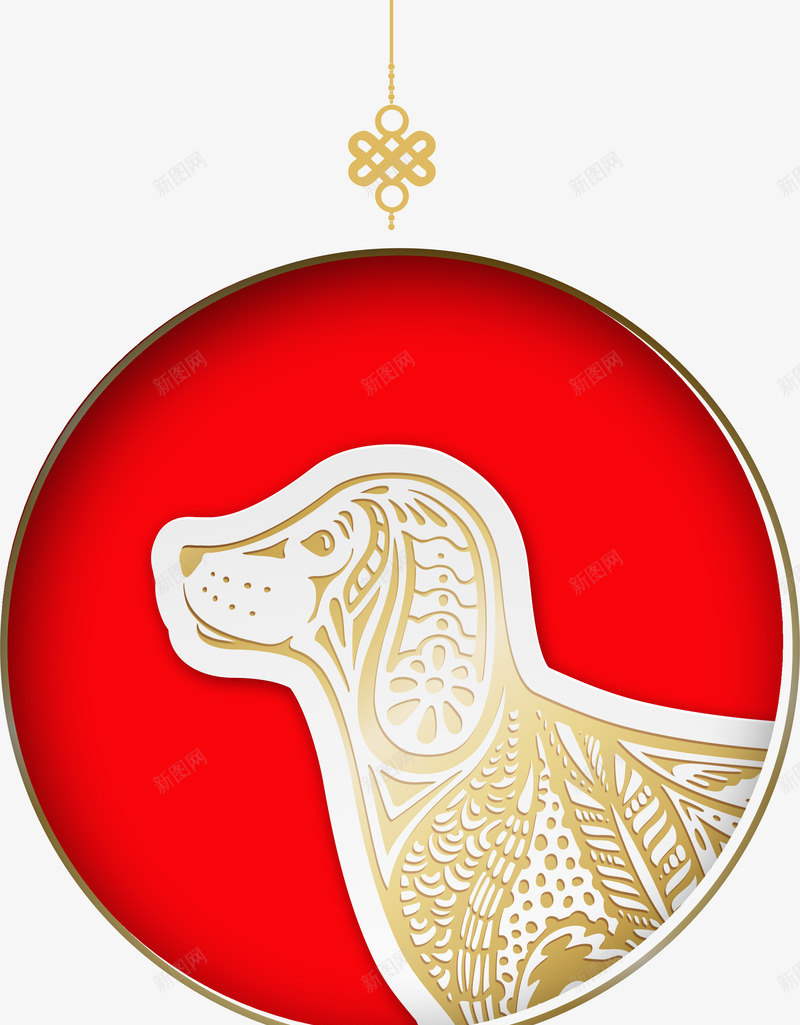 春节金色小狗剪纸挂饰png免抠素材_新图网 https://ixintu.com 中国风 剪纸挂饰 小狗剪纸 春节挂饰 金色小狗 黄色中国结