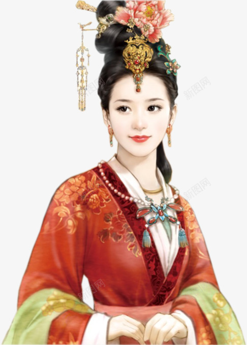 古风手绘红衣宫装美女png免抠素材_新图网 https://ixintu.com 古风 红衣 美女