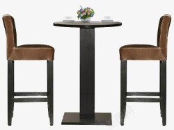黑色简约木质圆形高桌子素材