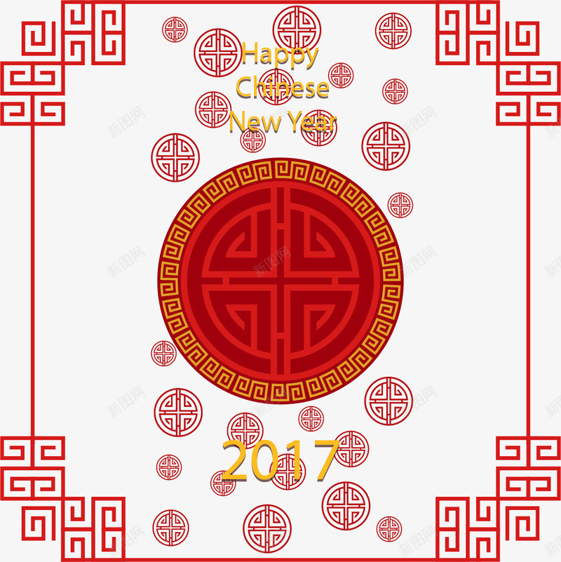 红色古代边框除夕海报png免抠素材_新图网 https://ixintu.com 2017除夕 古风边框 矢量素材 红色 除夕海报