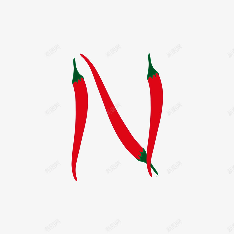 辣椒字母Npng免抠素材_新图网 https://ixintu.com 字母 矢量字母 红色 辣椒 辣椒字母