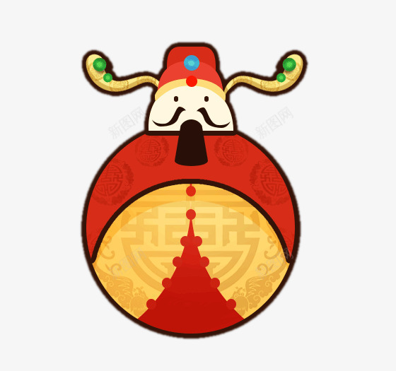 恭喜发财png免抠素材_新图网 https://ixintu.com 不倒翁 图案 春节 装饰 财神